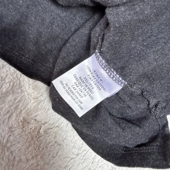 Vince Men's 100% Pima Cotton Long Sleeve Henley Shirt XXL Heather Gray Pullover